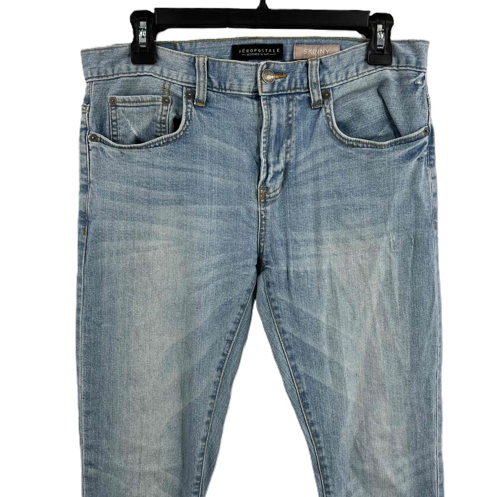 Aeropostale Light Wash Distressed Skinny Jeans Size 30x30